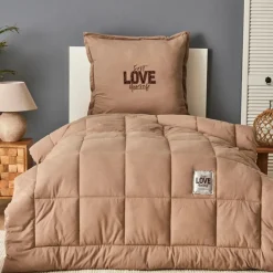 Sale Home Motto 100% Turkish Cotton Comfort Set, Single, 155cmx220cm, Beige Duvets