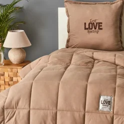 Sale Home Motto 100% Turkish Cotton Comfort Set, Single, 155cmx220cm, Beige Duvets