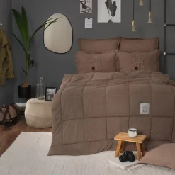 Online Home Motto 100% Turkish Cotton Comfort Bedding Set, Double, Brown Bedding Sets|Duvet Cover Sets