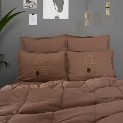 Online Home Motto 100% Turkish Cotton Comfort Bedding Set, Double, Brown Bedding Sets|Duvet Cover Sets