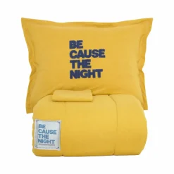 New Home Motto Cotton Comfort Bedding Set with Bed Sheet, Double, Mustard Bedding Sets|Duvets