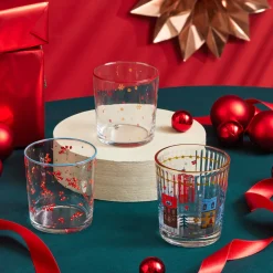 Home New Year Christmas 3-Piece Snowy Tumbler Glass Set, 380ml, Multi Tumbler Glasses