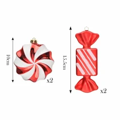 Clearance Home New Year Christmas Cany Pleasure Tree Decoration Set, 4 Piece, Multi Ornaments