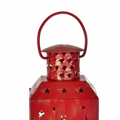 New Home New Year Christmas Deer Metal Decorative Led Light Lantern, 13cm, Red Ornaments