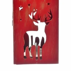 New Home New Year Christmas Deer Metal Decorative Led Light Lantern, 13cm, Red Ornaments