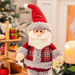 Hot Home New Year Christmas Standing Santa Plush Toy Decoration, 44cm, Multi Ornaments