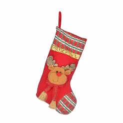 Clearance Home New Year Christmas Deer Gift Stocking Sock Decoration, 47cm, Multi Ornaments