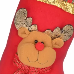 Clearance Home New Year Christmas Deer Gift Stocking Sock Decoration, 47cm, Multi Ornaments