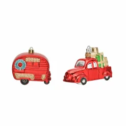 Best Home New Year Christmas Truck & Caravan Tree Decoration Set, 2 Piece, Multi Ornaments