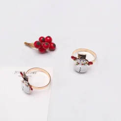 New Home New Year Christmas Snowman Metal Napkin Ring Set, 2 Piece, Multi Napkin Rings