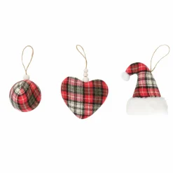 Best Home New Year Christmas Cozy Tree Decoration Set, 3 Piece, 8cm, Red Multi Ornaments