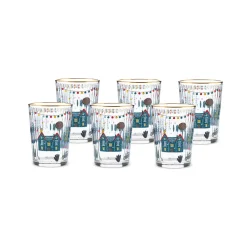 Outlet Home New Year Christmas 6-Piece Chick Glass Tumbler Set, 500ml, Multi Tumbler Glasses