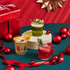 Clearance Home New Year Christmas 3-Piece Butcher's Broom Glass Tumbler Set, 380ml, Multi Tumbler Glasses