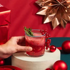 Clearance Home New Year Christmas 3-Piece Butcher's Broom Glass Tumbler Set, 380ml, Multi Tumbler Glasses