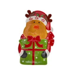 Online Home New Year Christmas Ceramic Deer Decorative Plate, 28cm, Multi Decorative Plates