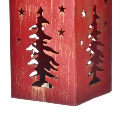 Online Home New Year Christmas Tree Metal Decorative Led Light Lantern, 13cm, Red Ornaments