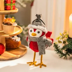 Clearance Home New Year Christmas Robin Bird Plush Toy Decoration, 23cm, Multi Ornaments