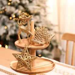 Sale Home New Year Christmas Glitter Tree Decoration Set, 3 Piece, Ornaments