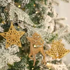 Sale Home New Year Christmas Glitter Tree Decoration Set, 3 Piece, Ornaments