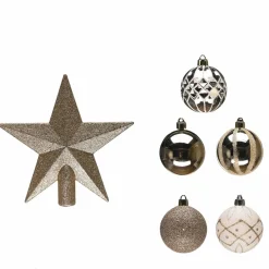 Online Home New Year Christmas y Star Tree Bauble Set and Star Tree Topper, 21 Piece, Ornaments