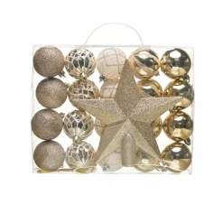 Online Home New Year Christmas y Star Tree Bauble Set and Star Tree Topper, 21 Piece, Ornaments