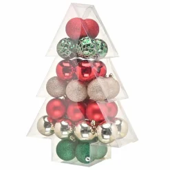 Hot Home New Year Christmas Tree Bauble Set, 34 Piece, 6cm, Multi Ornaments