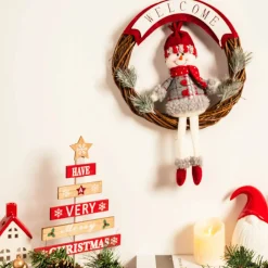 Outlet Home New Year Christmas Wreath, 45cm, Multi Ornaments