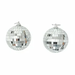Online Home New Year Christmas Ball Tree Bauble Set, 2 Piece, 8cm, Silver Ornaments