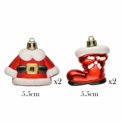 Best Home New Year Christmas Tree Decoration Set, 4 Piece, 5.5cm, Multi Ornaments