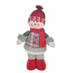 Clearance Home New Year Christmas Standing Snowman Plush Toy Decoration, 34cm, Multi Ornaments
