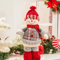 Clearance Home New Year Christmas Standing Snowman Plush Toy Decoration, 34cm, Multi Ornaments