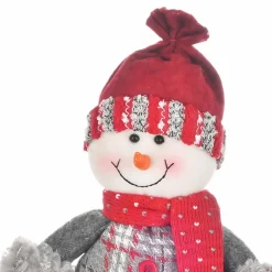 Clearance Home New Year Christmas Standing Snowman Plush Toy Decoration, 34cm, Multi Ornaments