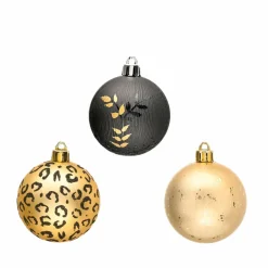 Home New Year Christmas Leopard Tree Bauble Set, 9 Piece, 6cm, Multi Ornaments