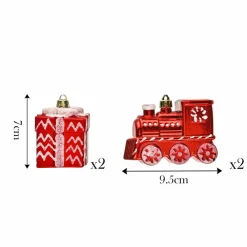 Outlet Home New Year Christmas Gifty Tree Decoration Set, 4 Piece, Multi Ornaments