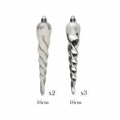 New Home New Year Christmas Icicle Tree Decoration Set, 5 Piece, 16cm, Multi Ornaments