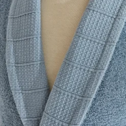 Best Home Nita 5-Piece 100% Turkish Cotton Family Bathroom Set, Blue - Offwhite Bathrobes