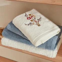 Best Home Nita 5-Piece 100% Turkish Cotton Family Bathroom Set, Blue - Offwhite Bathrobes