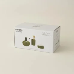 Discount Olivia 3-Piece Bathroom Accessory Set, Olive Green Bath Accessories