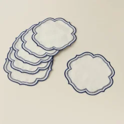 Online Home 6-Piece Cocktail Napkin, 14x14cm, Navy Placemats
