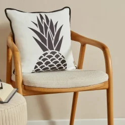 Hot Home Pineapple Filled Cushion, 43cmx43cm, Black-White Cushions
