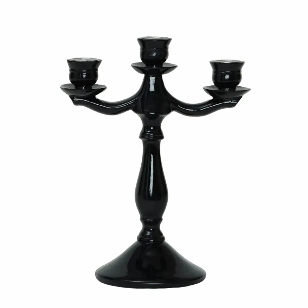 Online Home Pop-Art 3 Arm Candlestick, 19cmx11.4cmx24.5cm, Black Candle Holder|Candles