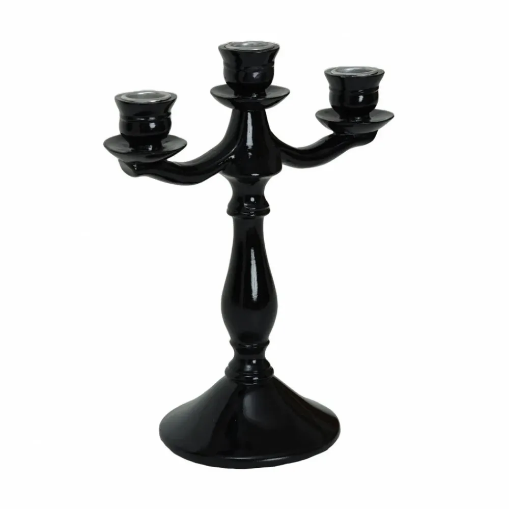 Online Home Pop-Art 3 Arm Candlestick, 19cmx11.4cmx24.5cm, Black Candle Holder|Candles