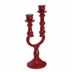 Outlet Home Pop-Art 2 Arm Candlestick, 12.7cmx10cmx28.5cm, Red Candle Holder|Candles