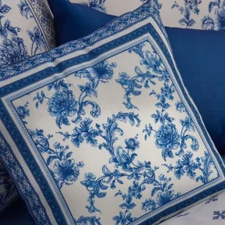 Online Home Rosario Filled Cushion, 45cmx45cm, Blue White Cushions