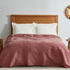 Sale Home Sandra Herringbone Pattern Blanket, 200x220cm, Double, Throws & Blankets