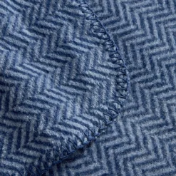 Best Home Sandra Herringbone Pattern Blanket, 200x220cm, Double, Indigo Throws & Blankets
