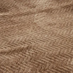 Outlet Home Sandra Herringbone Pattern Blanket, 200x220cm, Double, Beige Throws & Blankets