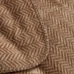 Outlet Home Sandra Herringbone Pattern Blanket, 200x220cm, Double, Beige Throws & Blankets