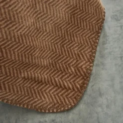 Outlet Home Sandra Herringbone Pattern Blanket, 200x220cm, Double, Beige Throws & Blankets
