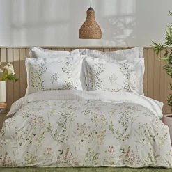 Outlet Home Sera 100% Turkish Cotton Duvet Cover Set with Bed Sheet, Double, Green Duvet Cover Sets